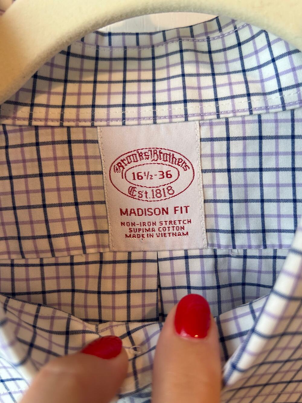Brook's Brothers White & Blue Plaid Men's Button Down